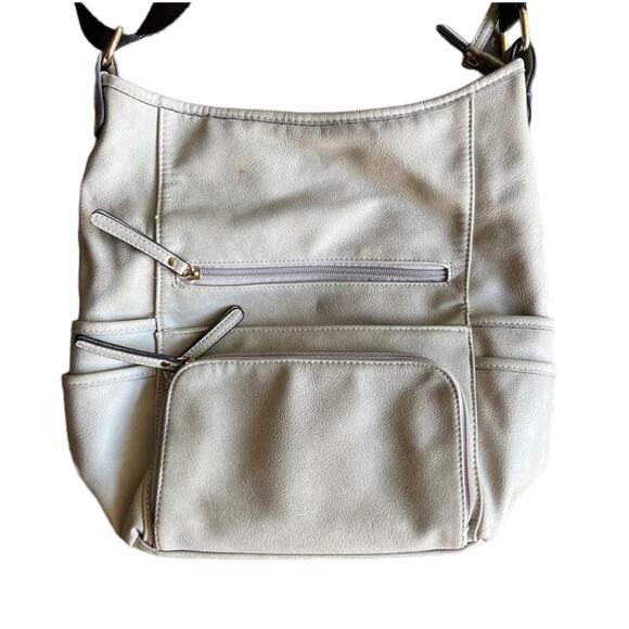 Kate & Alex Cuffaro Cream Italian Design Canvas & Nylon Crossbody Purse Bag - Picture 3 of 12